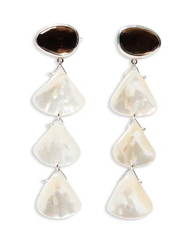 Chan Luu Smokey Quartz & Mother Of Pearl Linear Drop Earrings In Gold