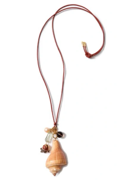Chan Luu Spiral Shell Charm Necklace In Green