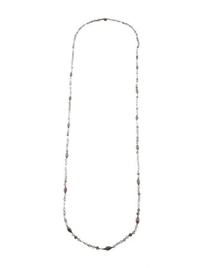 Pre-owned Chan Luu Stone Bead Strand Necklace, 44.5" In Clear/grey