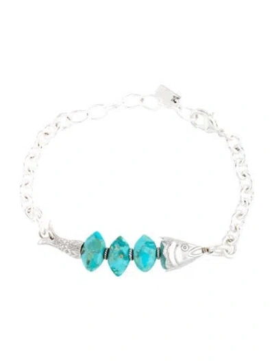 Pre-owned Chan Luu Stone Fish Bracelet, 7.5" In Multicolor