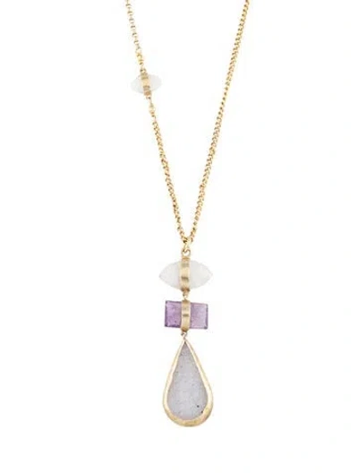 Pre-owned Chan Luu Stone Lariat Necklace, 32" In Purple