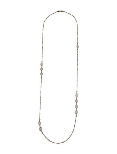 Pre-owned Chan Luu Stone Station Necklace, 42" In White