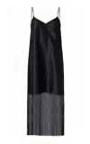 Chan Luu Techno Dupion Panel Midi Dress In Black