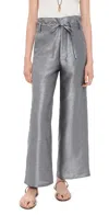 Chan Luu Techno Dupion Straight Leg Pants Steel In Gray