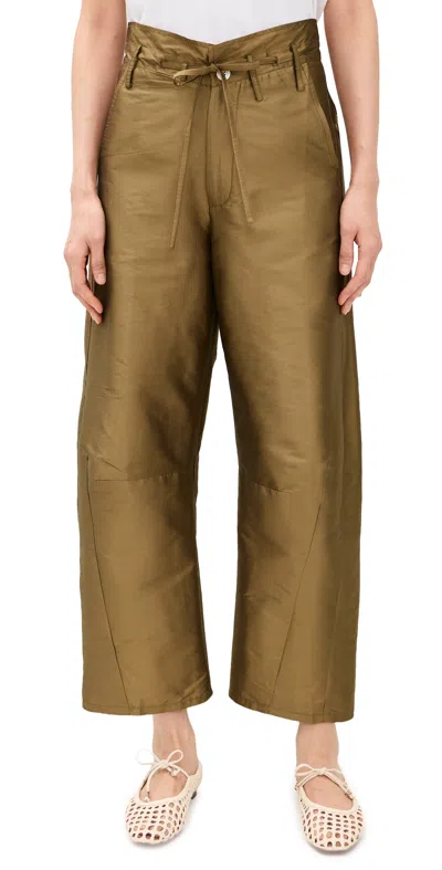 Chan Luu Techno Taffeta Barrel Pants Bronze In Brown