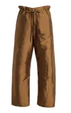 Chan Luu Techno Taffeta Barrel Pants In Brown