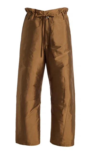 Chan Luu Techno Taffeta Barrel Pants In Brown