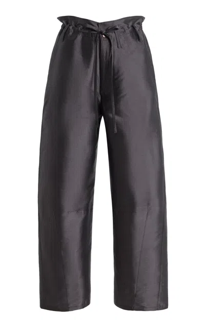 Chan Luu Techno Taffeta Barrel Pants In Gray