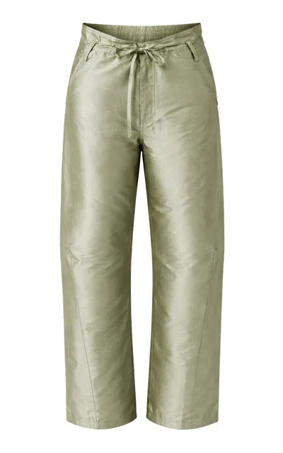 Chan Luu Techno Taffeta Barrel Pants In Green