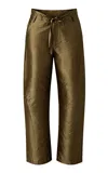 Chan Luu Techno Taffeta Barrel Pants In Green