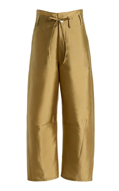 Chan Luu Techno Taffeta Barrel Pants In Gold