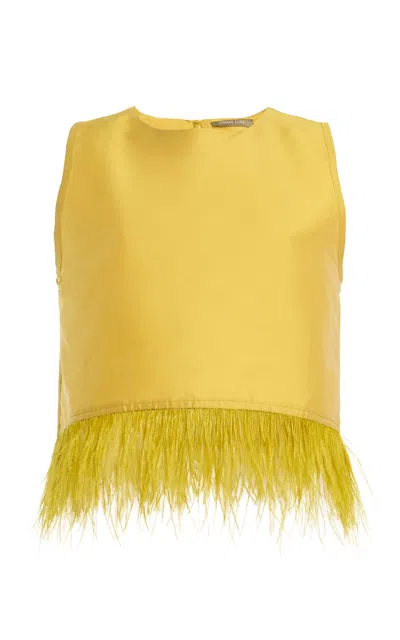 Chan Luu Techno Taffeta Feather Tank Top In Animal Print