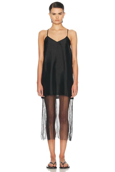 Chan Luu Techno Dupion Panel Midi Dress In Black