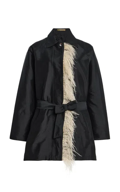 Chan Luu Techno Taffeta Short Trench In Black