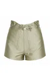 Chan Luu Techno Taffeta Shorts In Green