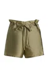 Chan Luu Techno Taffeta Shorts In Green