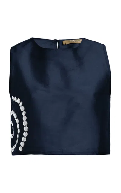 Chan Luu Techno Taffeta Studded Tank Top In Animal Print