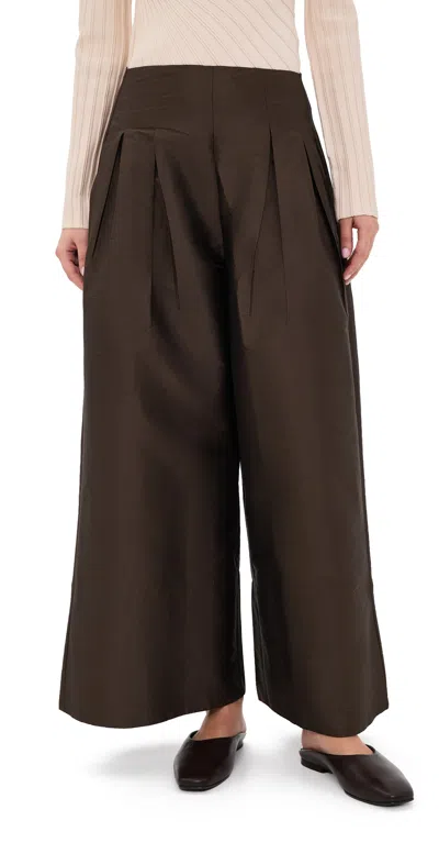 Chan Luu Techno Taffeta Trousers Chocolate