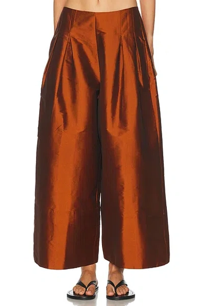 Chan Luu Techno Taffeta Ultra Wide Leg Pant In Brown