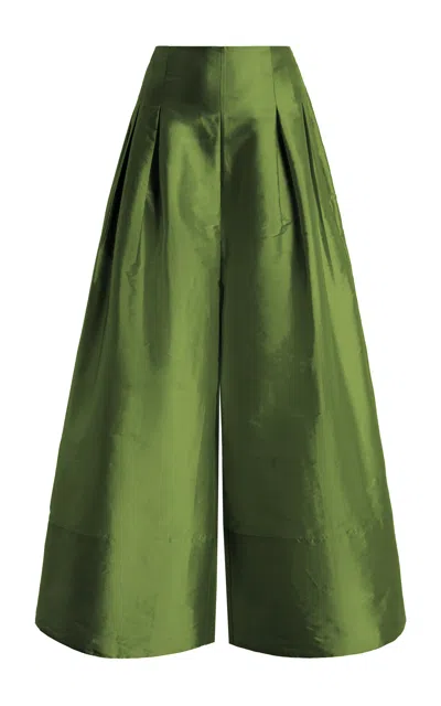 Chan Luu Techno Taffeta Ultra Wide Leg Trousers In Green