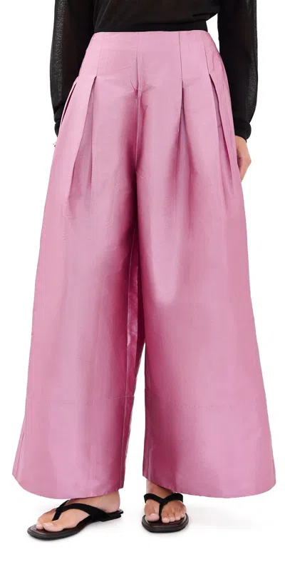Chan Luu Techno Taffeta Ultra Wide Leg Trousers Orchid