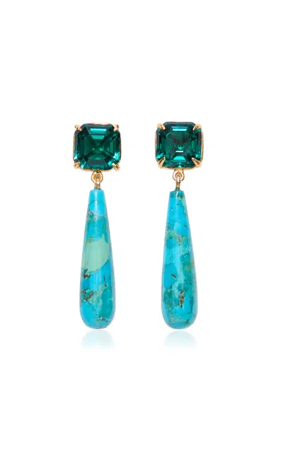 Chan Luu Terra Caroline 18k Gold-plated Turquoise Earrings In Blue