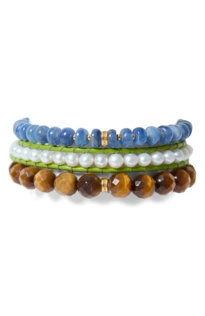 Chan Luu Trinity Tigers' Eye Bracelet Set In Multi