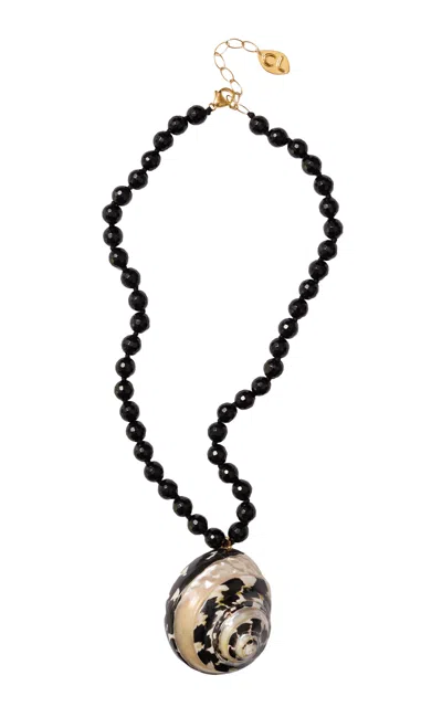 Chan Luu Turbo Caroline 18k Gold-plated Onyx Shell Necklace In Black