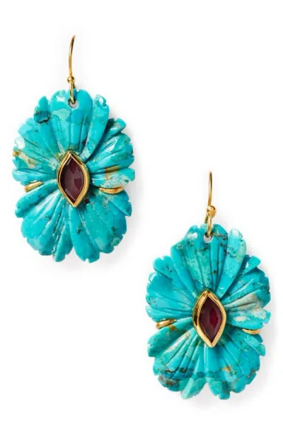 Chan Luu Turquoise Magnolia Earrings In Blue