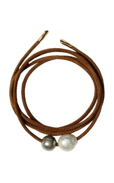 Chan Luu Vanya Leather Wrap Bracelet Brown