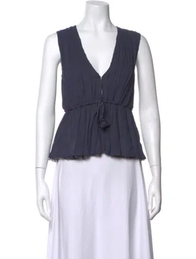 Pre-owned Chan Luu V-neck Sleeveless Top In Blue