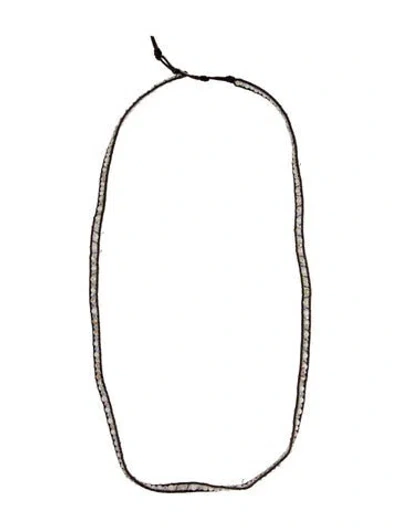 Pre-owned Chan Luu White Stone & Cord Bead Necklace, 33.75" In Brown