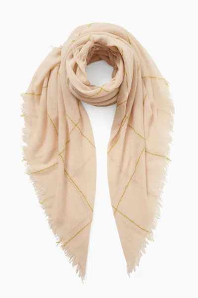 Chan Luu Windowpane Cashmere Scarf In Golden Olive