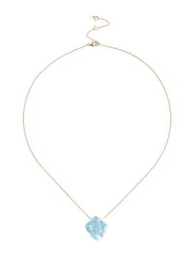 Chan Luu Women's 14k Gold Necklace Featuring A Carved Blue Topaz Flower.