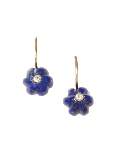 Chan Luu Women's 14k Yellow Gold, Gemstone & 0.02 Tcw Diamond Flower Drop Earrings In Purple