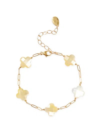 Chan Luu Women's 18k-gold-plated & Mother-of-pearl Clover Station Bracelet
