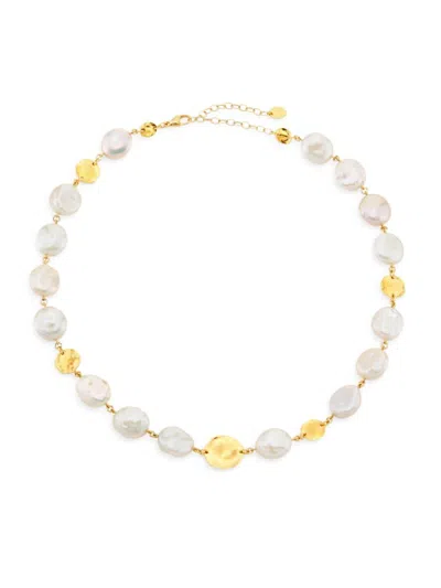Chan Luu Women's 18k-gold-plated & Turquoise Disc Necklace In White