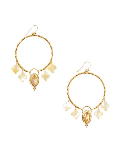 Chan Luu Women's 18k Gold-plated, Citrine & Mother-of-pearl Clover Hoop Earrings
