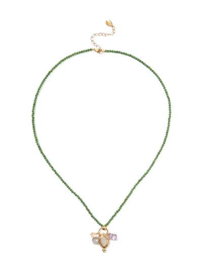 Chan Luu Women's 18k Gold-plated, Green Agate Bead & Multi-gemstone Pendant Necklace