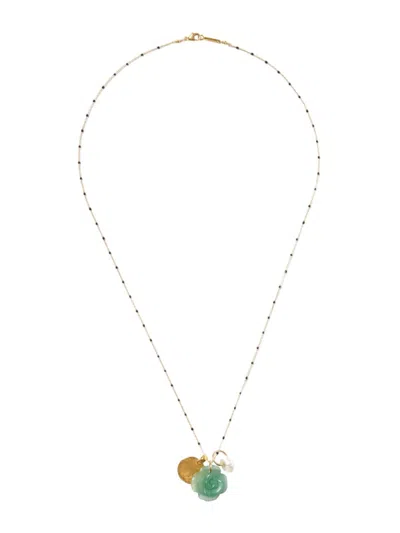 Chan Luu Women's 18k-gold-plated, Jade & Freshwater Pearl Charm Necklace