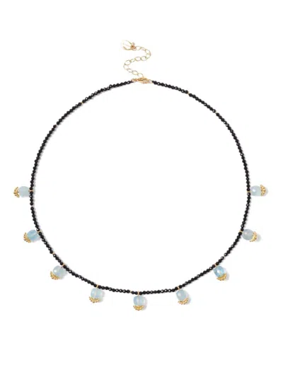 Chan Luu Women's 18k-gold-plated, Onyx & Aquamarine Beaded Necklace In Black
