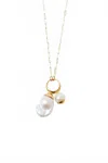 Chan Luu Women's Mona Pearl Drop Necklace In Gold In Gold