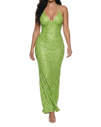 Chandalier Crossback Sequined Dress In Kiwi In Green