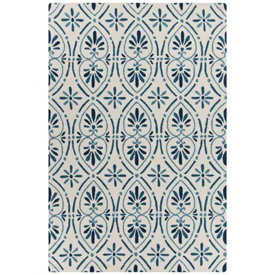 Chandra Terra 5'x7'6" Cream And Blue Outdoor Area Rug