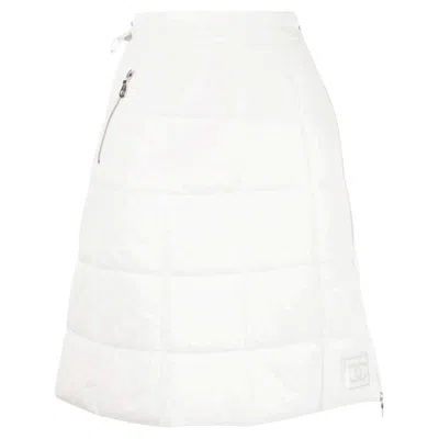 Pre-owned Chanel 00a 2000 Fall Runway Karl Lagerfeld Skirt Warm Cc Sports Line In White