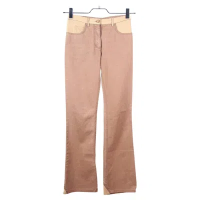 Pre-owned Chanel 01a  2001 Fall Rtw Jeans With Leather In Brown