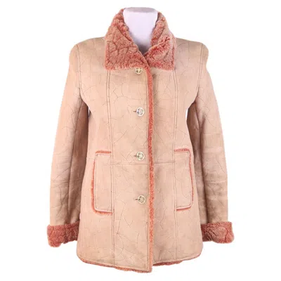 Pre-owned Chanel 01a  2001 Fall Sheepskin Coat In Sand