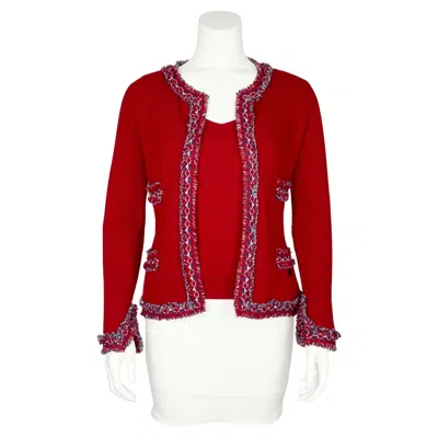 Pre-owned Chanel 03a Fall 2003 Red Cashmere Twin Sweater Set