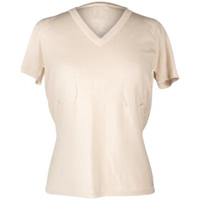 Pre-owned Chanel 04c Top Ivory Feather Light Cashmere 44 New In White