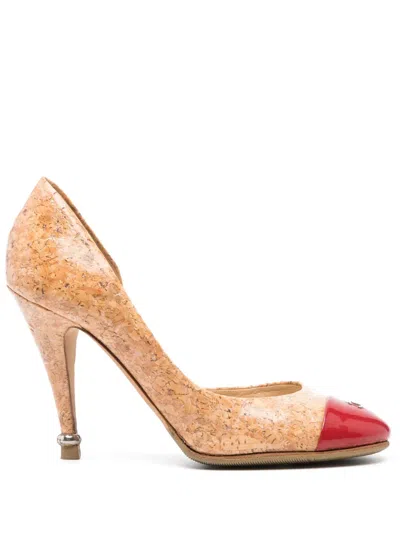 Pre-owned Chanel 100mm Contrasting Toecap Pumps In Brown